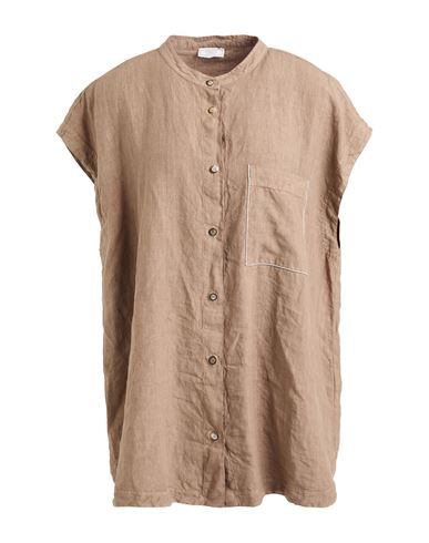 Peserico Woman Shirt Khaki Size 16 Linen