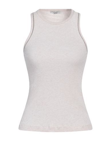 Peserico Woman Tank Top Beige Size 8 Cotton, Elastane In Gray