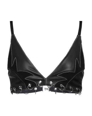 Pinko Woman Top Black Size L Lambskin, Goat Skin, Polyester, Elastane In Black