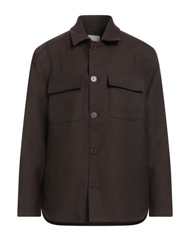 Sandro Man Shirt Chocolate Brown Size Xl Polyester, Virgin Wool