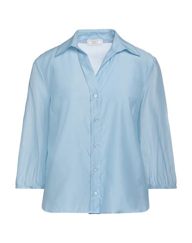 Shop Peserico Woman Shirt Sky Blue Size 6 Cotton, Silk