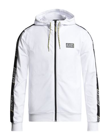 Ea7 Man Sweatshirt White Size Xl Cotton, Elastane, Polyamide, Polyester In White