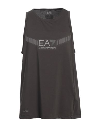 Ea7 Man Tank Top Charcoal Size Xxl Polyester, Elastane In Grey