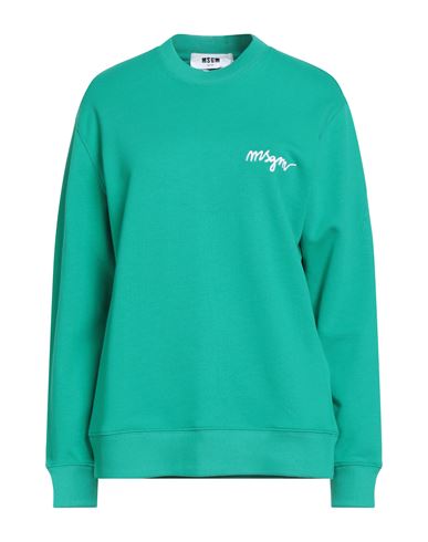 Msgm Woman Sweatshirt Green Size S Cotton In Blue