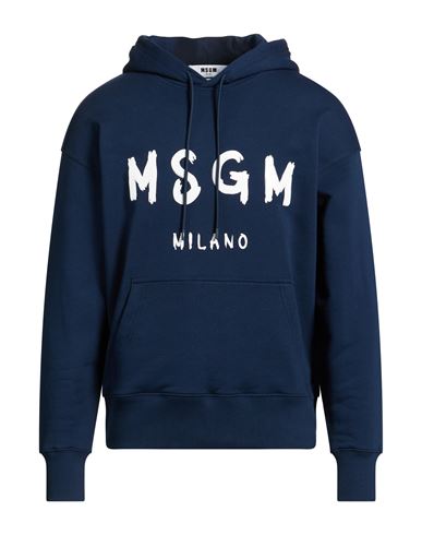 Msgm Man Sweatshirt Navy Size S Cotton In Blue