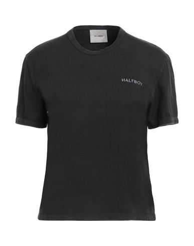 Halfboy Woman T-shirt Charcoal Size S Cotton In Black