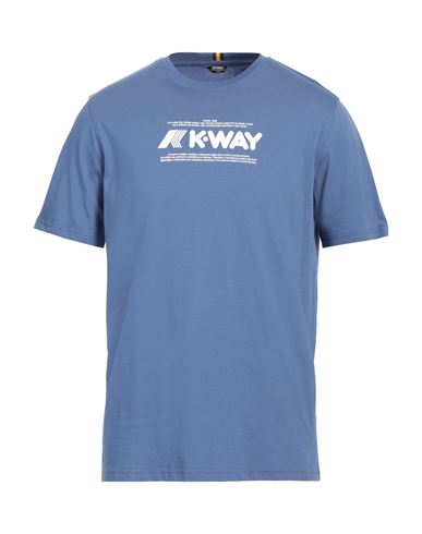 K-way Man T-shirt Slate Blue Size L Cotton In Blue