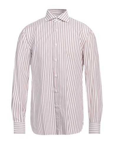 Isaia Man Shirt Burgundy Size 17 Cotton In Red