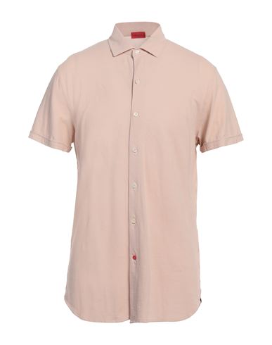 Isaia Man Shirt Blush Size 17 Cotton In Pink