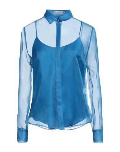 Camicettasnob Woman Shirt Azure Size 10 Silk In Blue