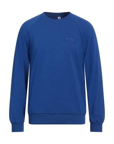 Moschino Underwear Man Sweatshirt Blue Size L Cotton, Elastane In Blue