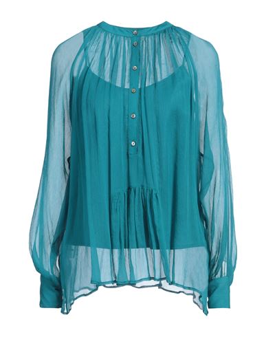 Camicettasnob Woman Top Deep Teal Size 6 Silk, Elastane In Green