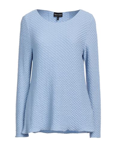 Emporio Armani Woman Sweater Sky Blue Size Xl Polyester, Viscose, Elastane In Blue