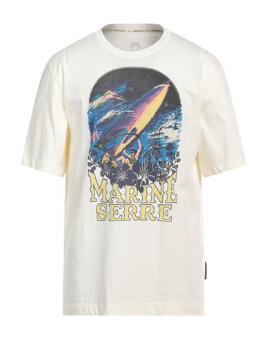 Marine Serre Mens Pristine Graphic-print Ribbed-trim Cotton-jersey T-shirt In White