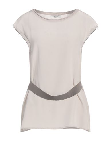 Peserico Woman Top Taupe Size 6 Silk, Virgin Wool, Cashmere In Neutral