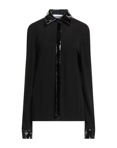 Moschino Woman Shirt Black Size 14 Viscose, Polyester, Elastane, Polyurethane Resin