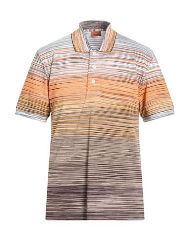 Missoni Man Polo Shirt Orange Size M Cotton In Multi