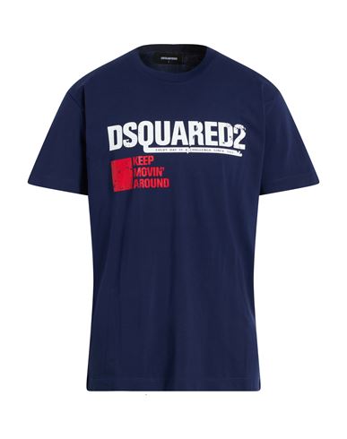 Dsquared2 Man T-shirt Navy Size L Cotton In Blue