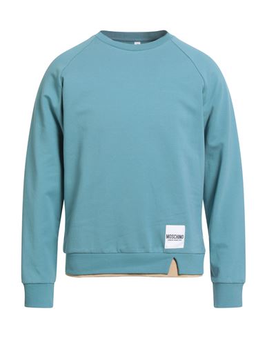 Moschino Man Sweatshirt Slate Blue Size S Cotton, Elastane