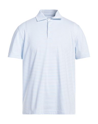 Fedeli Man Polo Shirt Slate Blue Size 48 Cotton, Nylon, Elastane In Blue