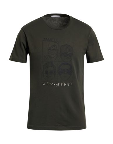 Grey Daniele Alessandrini Man T-shirt Military Green Size L Cotton In Green