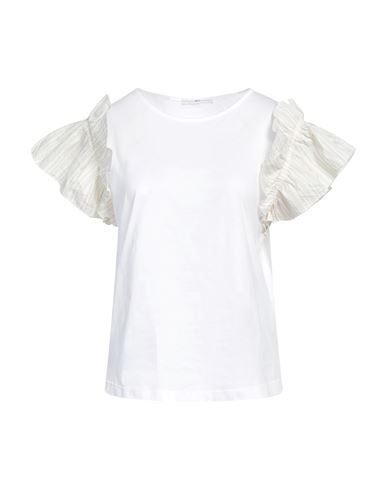 Shop High Woman T-shirt White Size M Cotton, Silk