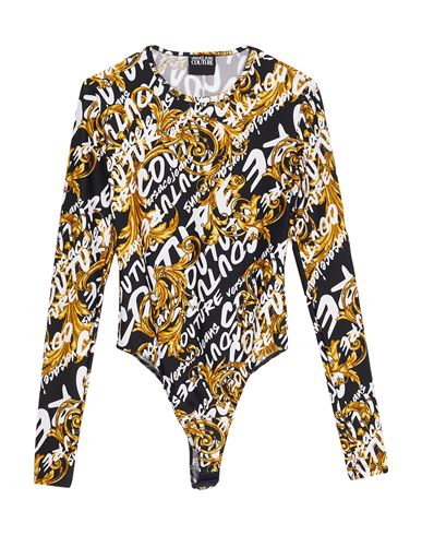 VERSACE JEANS COUTURE VERSACE JEANS COUTURE WOMAN BODYSUIT BLACK SIZE 10 POLYAMIDE, ELASTANE 