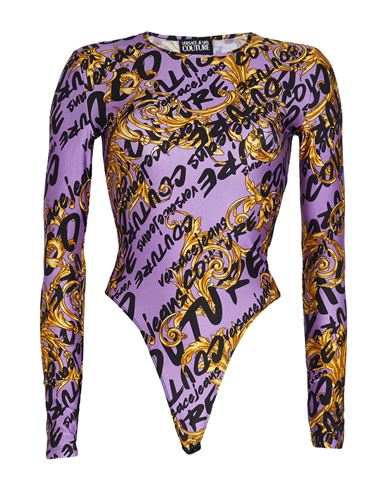 VERSACE JEANS COUTURE VERSACE JEANS COUTURE WOMAN BODYSUIT PURPLE SIZE 10 POLYAMIDE, ELASTANE 