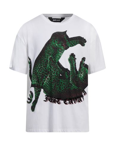 Just Cavalli Man T-shirt White Size 3xl Cotton In White