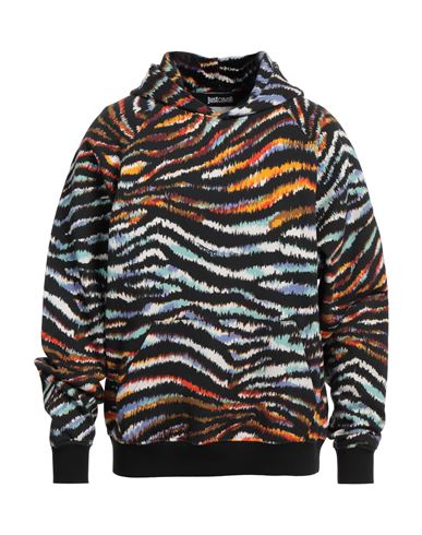 Just Cavalli Man Sweatshirt Black Size Xxl Cotton, Elastane In Black