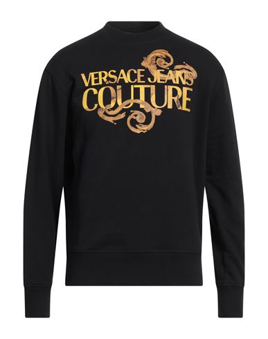 VERSACE JEANS COUTURE VERSACE JEANS COUTURE MAN SWEATSHIRT BLACK SIZE L COTTON, ELASTANE 