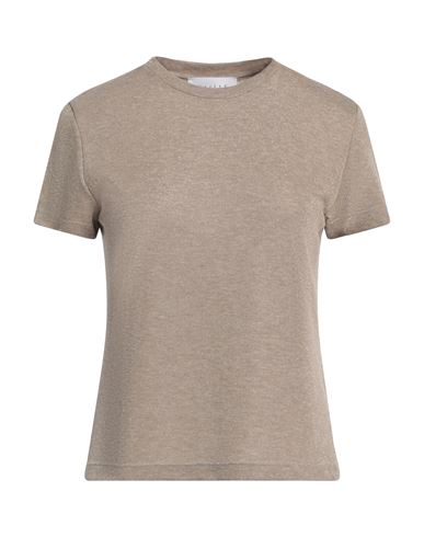 Gaelle Paris Gaëlle Paris Woman T-shirt Khaki Size 1 Polyurethane, Viscose, Metallic Fiber, Polyester, Elastane In Beige