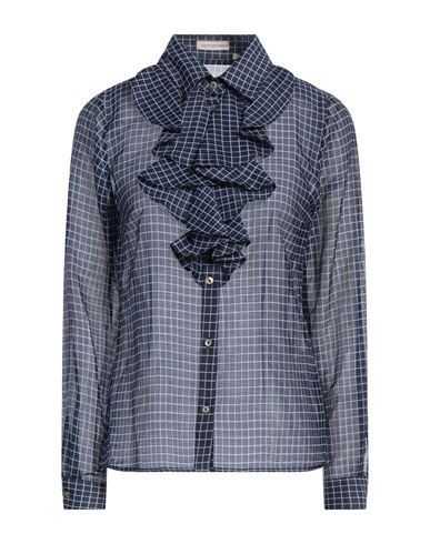 Camicettasnob Woman Shirt Midnight Blue Size 8 Cotton, Silk In Blue