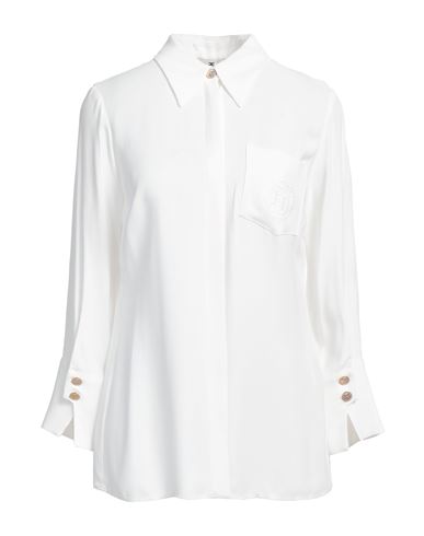 Elisabetta Franchi Striped Jacquard Poplin Shirt With Cufflinks In White