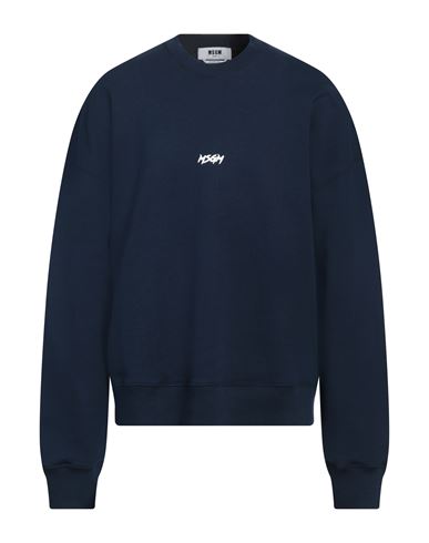Msgm Man Sweatshirt Navy Size L Cotton In Navy