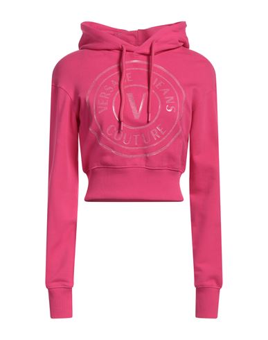 Versace Jeans Couture Woman Sweatshirt Fuchsia Size L Cotton, Elastane In Pink