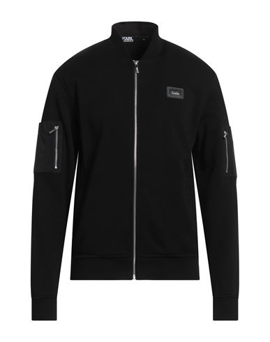 Karl Lagerfeld Man Sweatshirt Black Size L Cotton, Polyester In Black