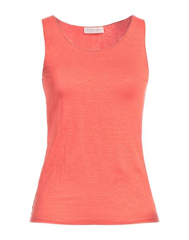 Le Tricot Perugia Woman Top Coral Size S Linen, Elastane, Brass In Orange