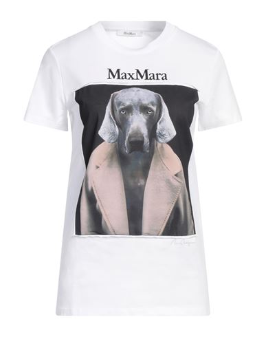 Max Mara Dog Print Cipria Cotton T-shirt In White