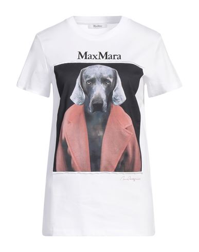 Max Mara Dog Print Cipria Cotton T-shirt In White
