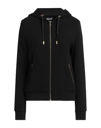 Just Cavalli Woman Sweatshirt Black Size Xl Cotton, Elastane In Black