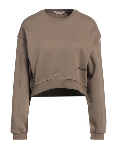 Hinnominate Woman Sweatshirt Khaki Size M Cotton, Elastane In Beige