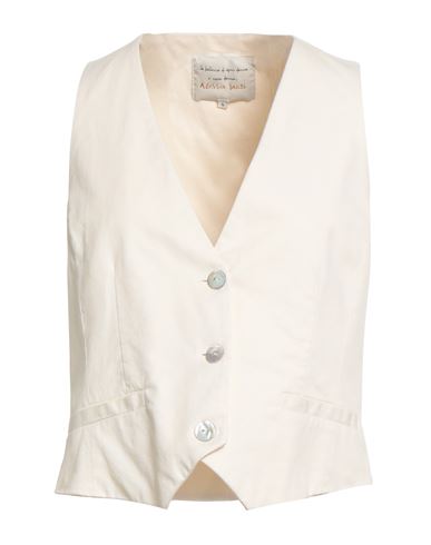 Alessia Santi Woman Tailored Vest Cream Size 10 Linen, Cotton, Elastane In Gold