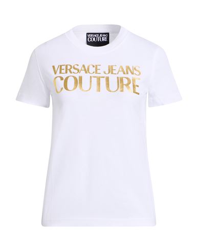 Versace Jeans Couture Metallic Logo Crew Neck T-shirt In White