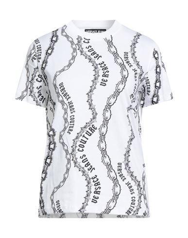 Versace Jeans Couture Woman T-shirt White Size S Cotton In Animal Print