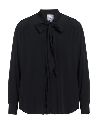 Pt Torino Man Shirt Black Size 16 Acetate, Silk In Black