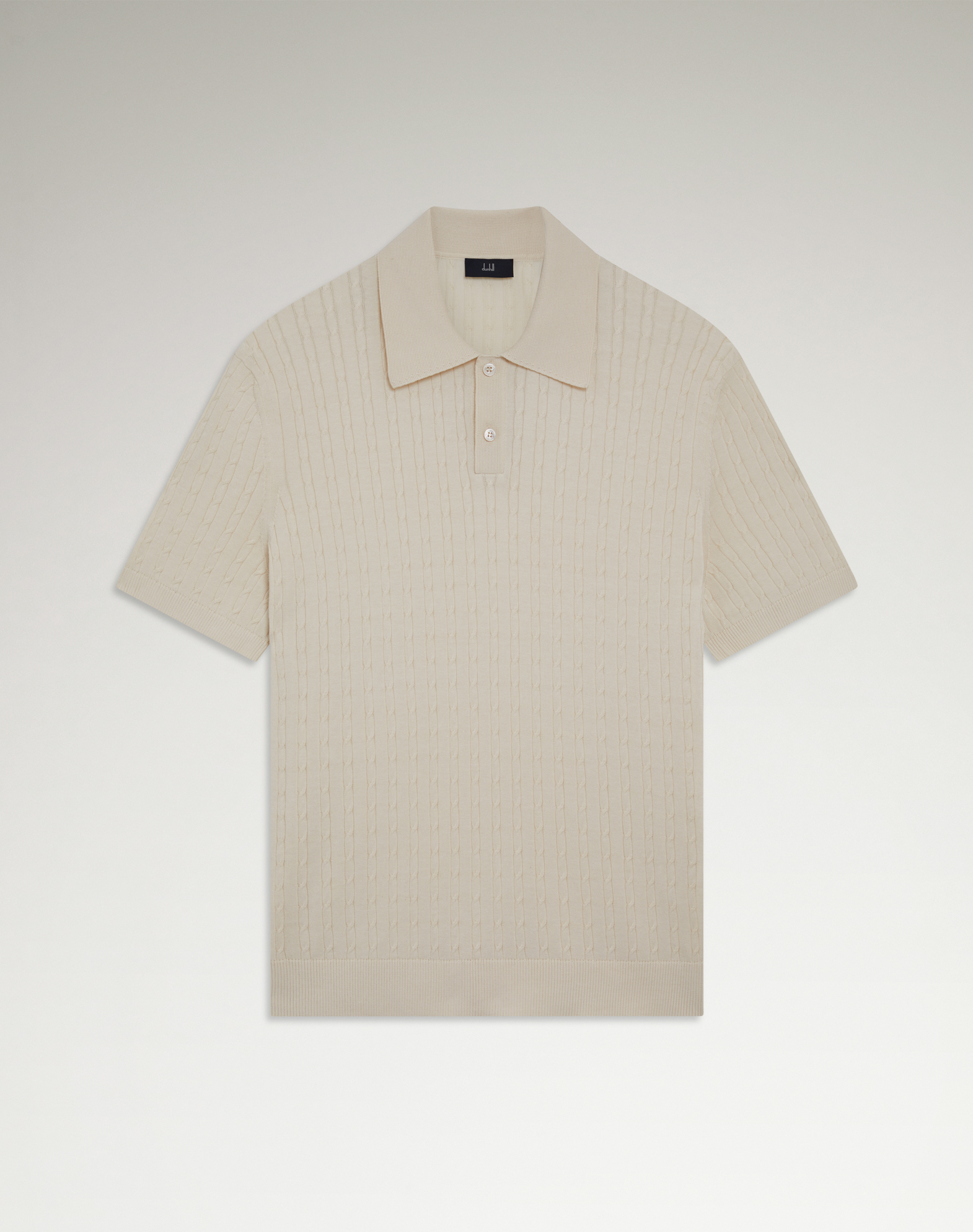 Dunhill Cotton Silk Cable Knit Short Sleeve Polo