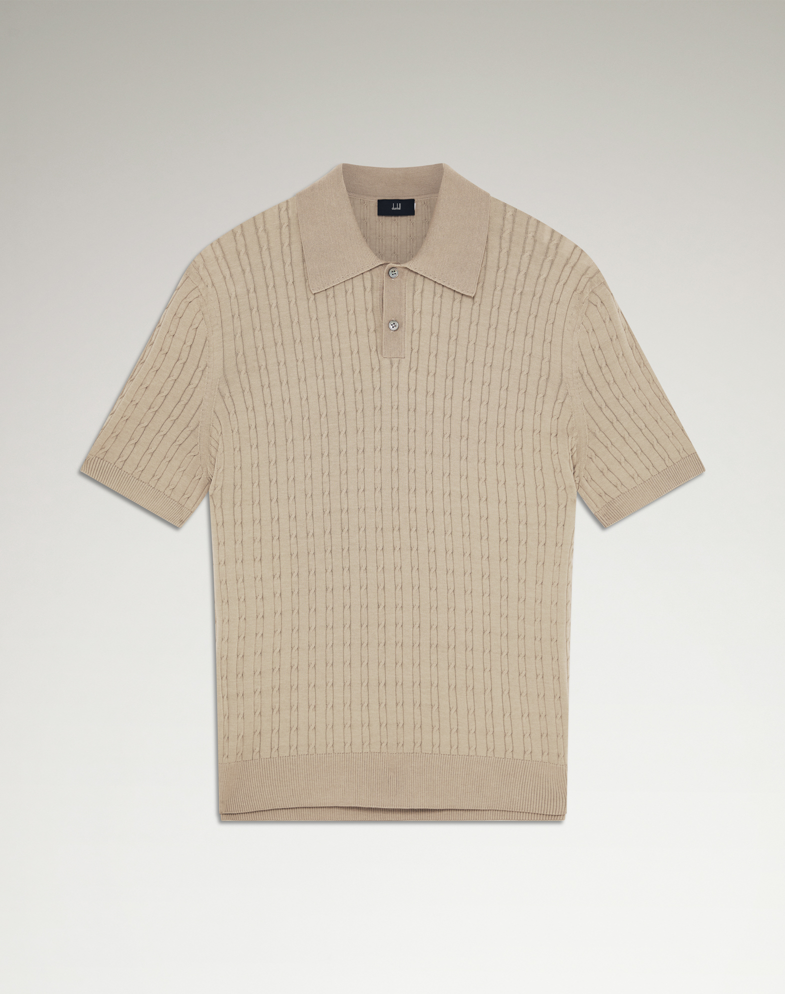 Dunhill Cotton Silk Cable Knit Short Sleeve Polo