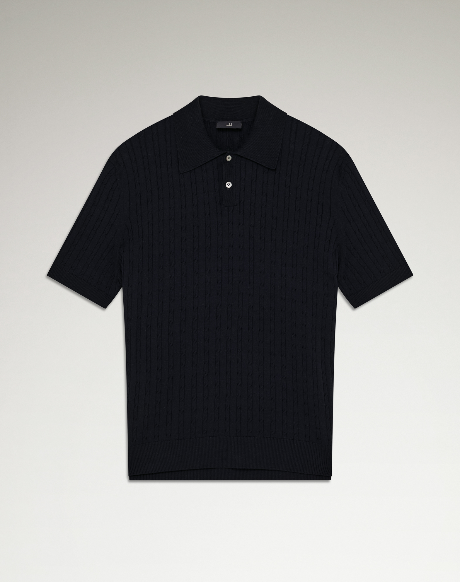 Dunhill Cotton Silk Cable Knit Short Sleeve Polo