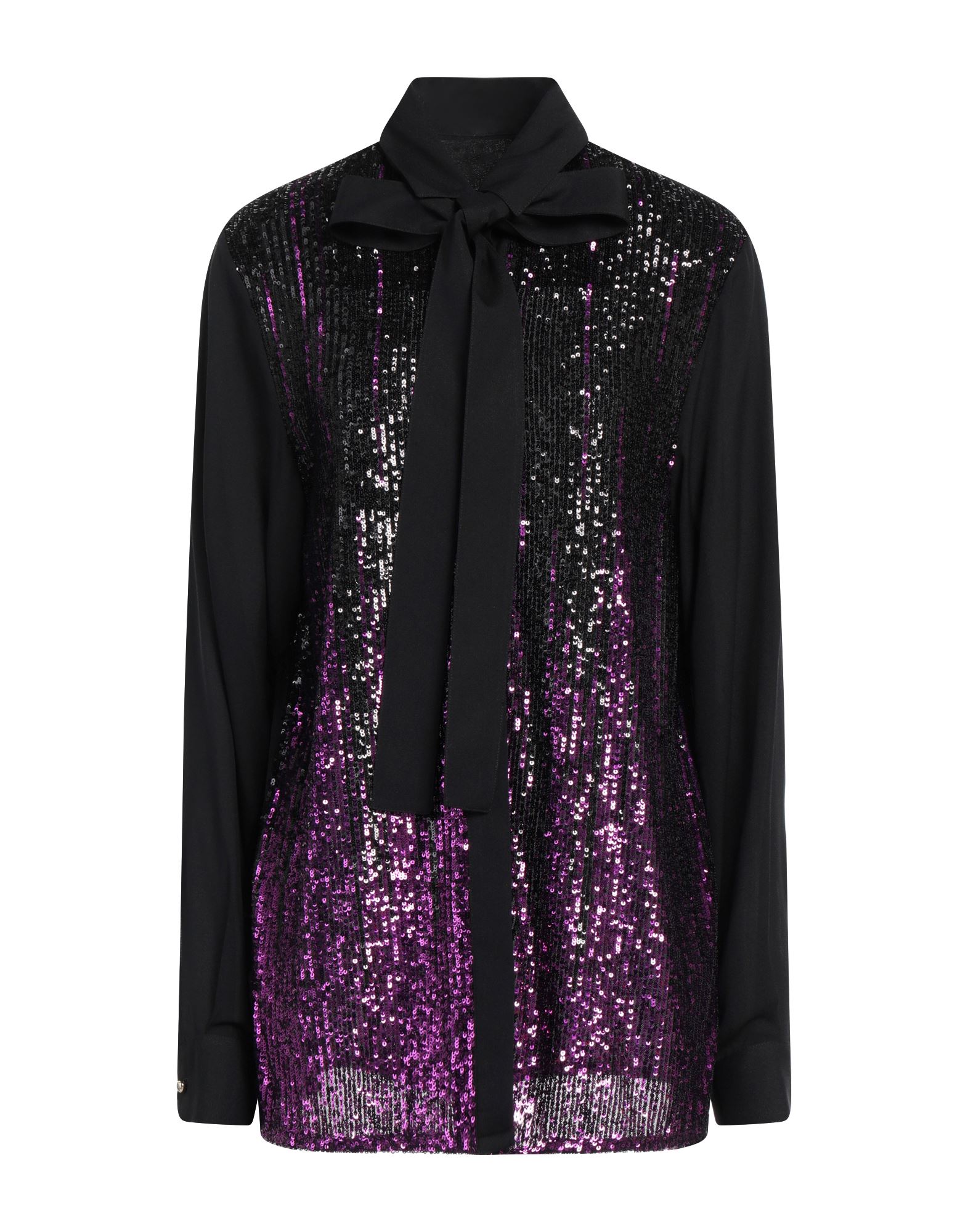 《セール開催中》ELIE SAAB レディース シャツ ブラック 42 シルク 77% / ポリエステル 22% / ポリウレタン 1%